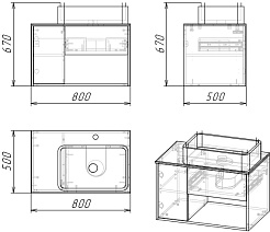 Grossman Тумба с раковиной Бруно 80 бетон/веллингтон – фотография-6